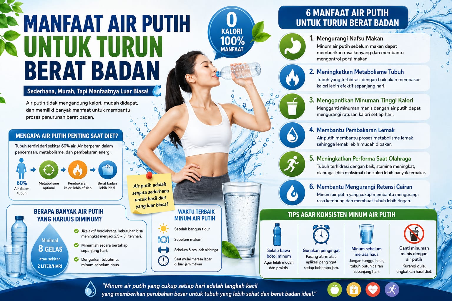 Manfaat Air Putih untuk Turun Berat Badan