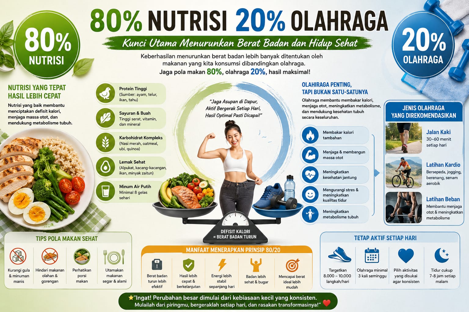 80% Nutrisi 20% Olahraga: Rahasia Menurunkan Berat Badan Secara Efektif dan Berkelanjutan