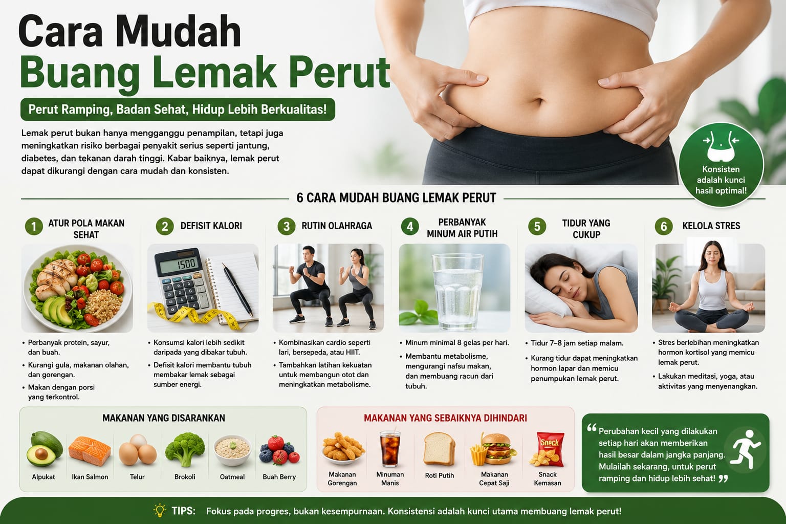 Cara Mudah Buang Lemak Perut Secara Alami dan Efektif